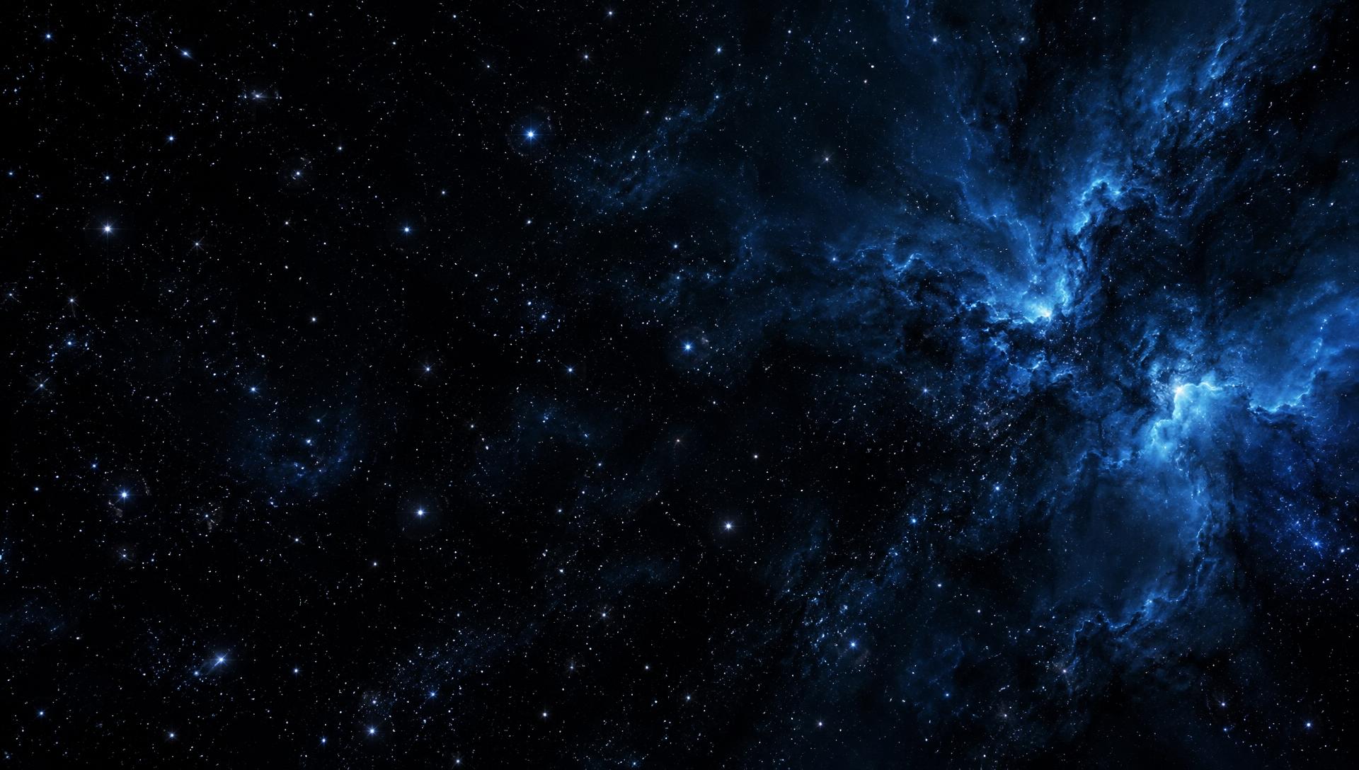 A starfield in deep space with a subtle blue nebula